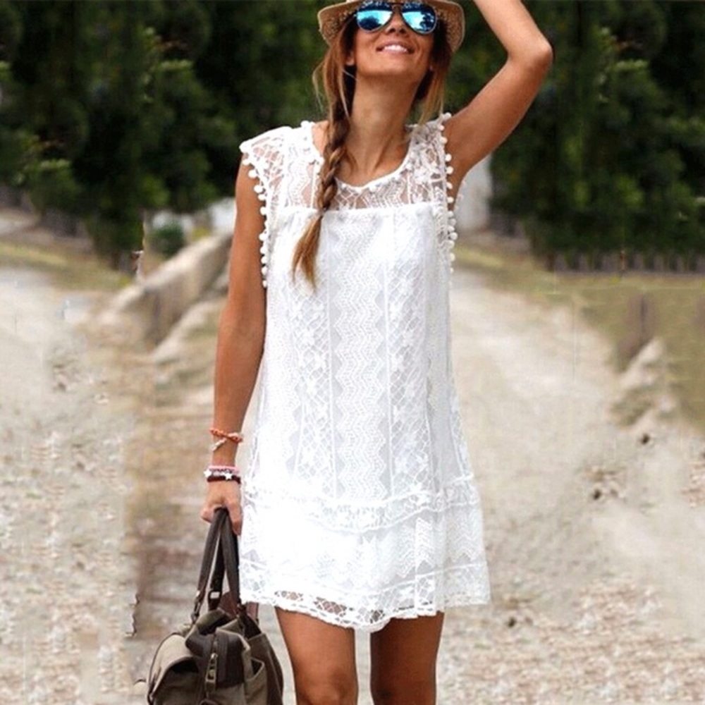 White Boho Dress NWT